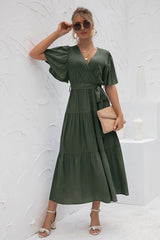 Boho Maxi Dress, Sundress, Kiara in Pine Green