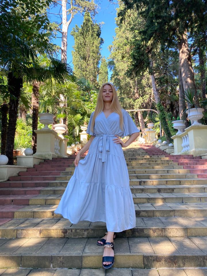 Boho Maxi Dress, Sundress, Kiara in Sky Blue