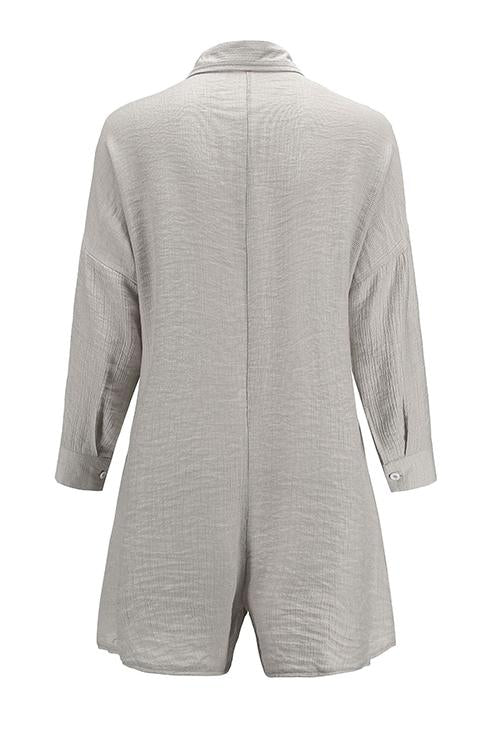 Button Long Sleeve Romper