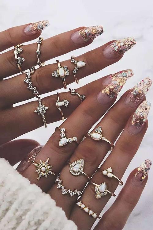 Rhinestone Ring Set