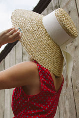 Boho Hat, Sun Hat, Beach Hat, Wide Brim Straw Hat, Big Black Ribbon