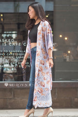 Boho Robe, Kimono Robe,  Beach Cover up, Iris Purple Rosa