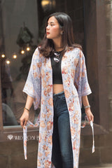Boho Robe, Kimono Robe,  Beach Cover up, Iris Purple Rosa