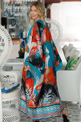 Boho Robe, Kimono Robe, Silk robe, Beach Cover up, Blue Mira
