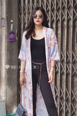 Boho Robe, Kimono Robe,  Beach Cover up, Iris Purple Rosa