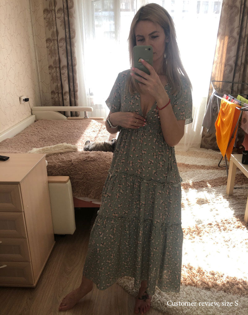 Boho Maxi Dress, Sundress, Serenity in Green
