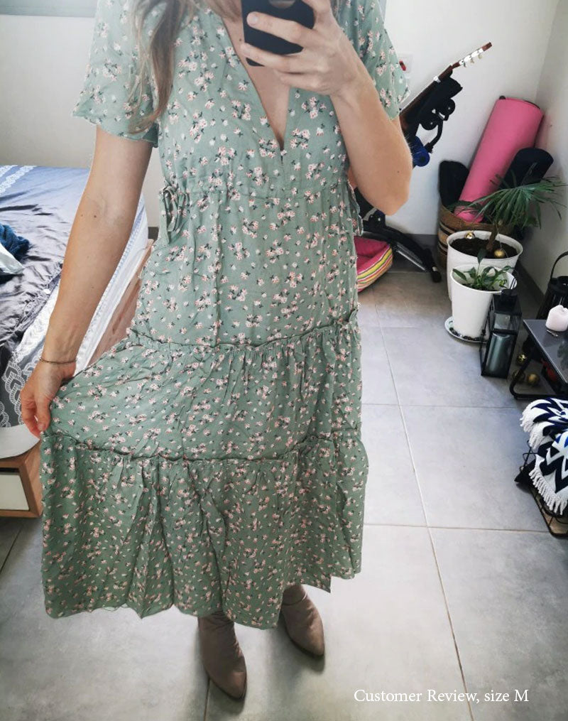 Boho Maxi Dress, Sundress, Serenity in Green