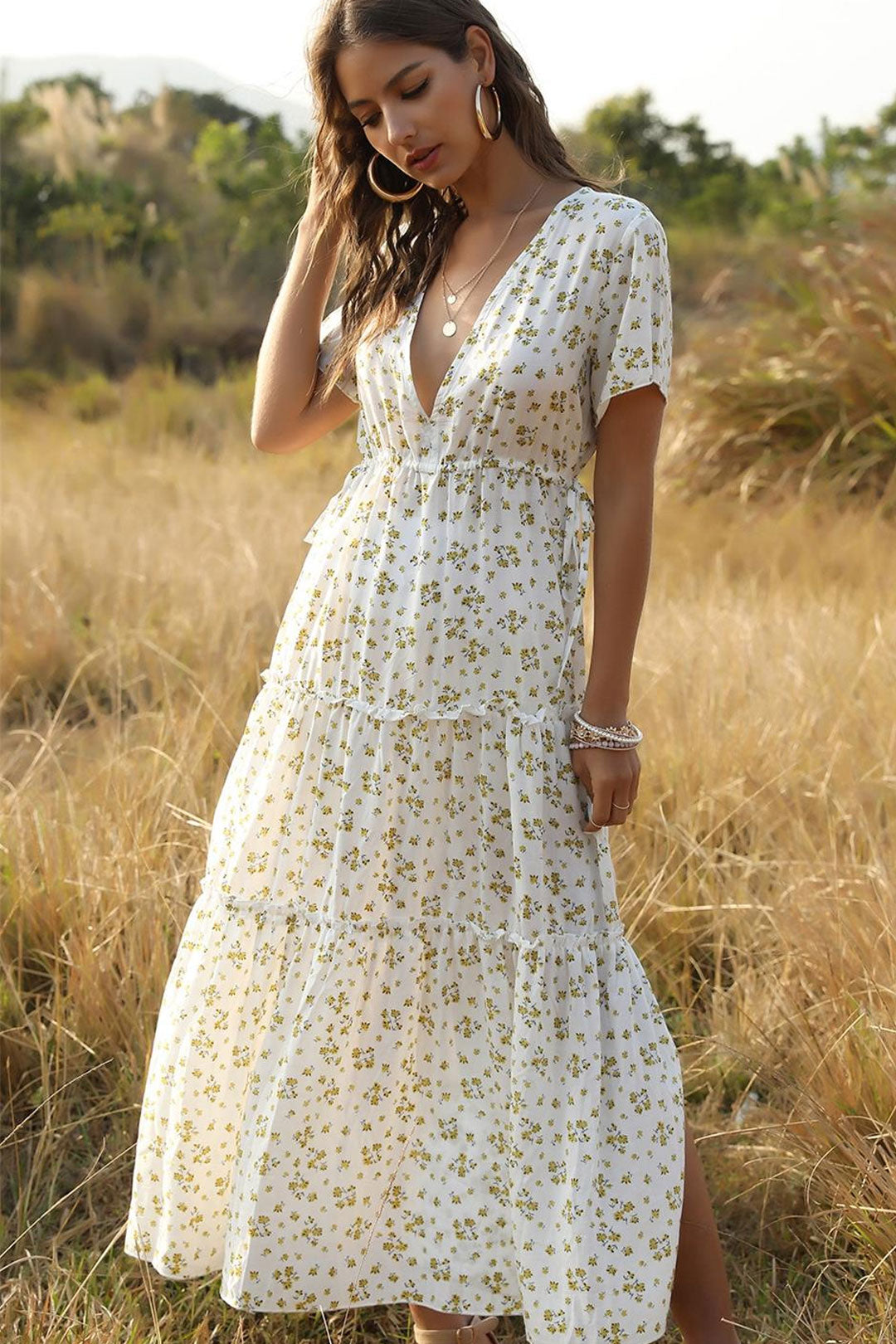 Boho Maxi Dress, Sundress, Serenity in White