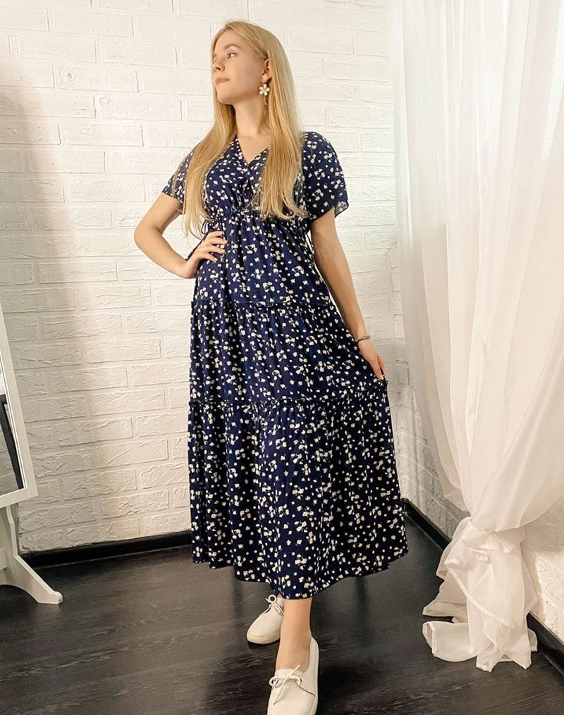 Boho Maxi Dress, Sundress, Serenity in Navy Blue