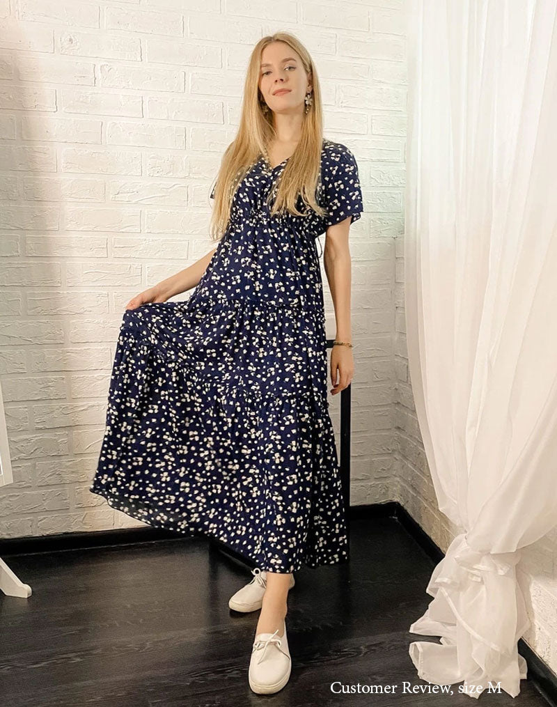 Boho Maxi Dress, Sundress, Serenity in Navy Blue