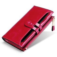 Women's Real Leather Long Large Wax Purse