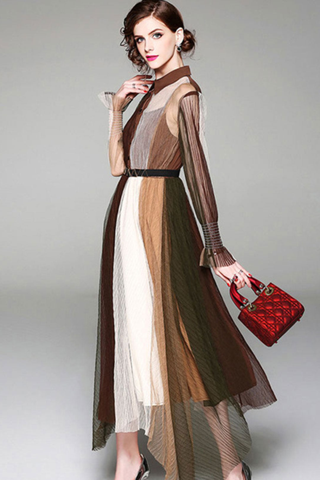 Maxi Dress, Boho Vintage Party Dress, Pleted Dress, Brownie Sugar