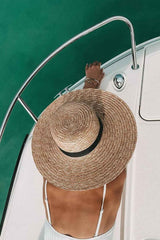 Boho Hat, Sun Beach Hat, Wide Brim Straw Hat 15 cm, Amelia
