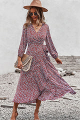 Boho Midi Dress, Autumn Dress, Claire in Red