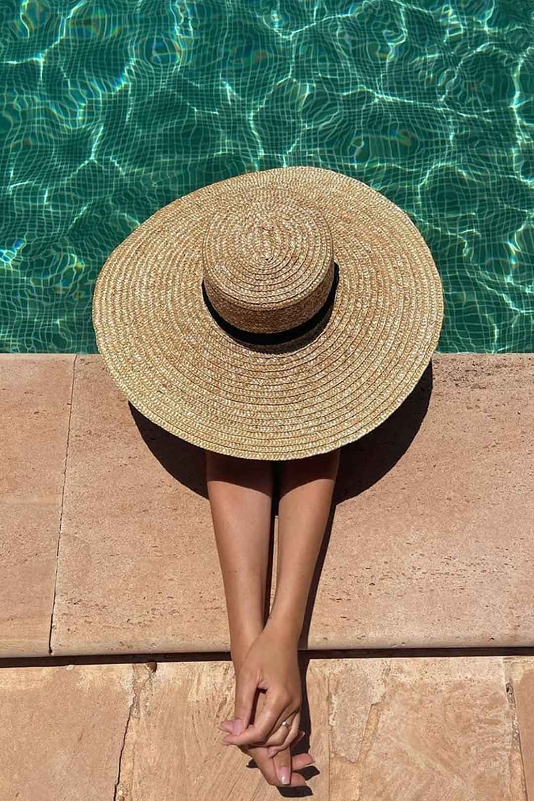 Boho Hat, Sun Beach Hat, Wide Brim Straw Hat 15 cm, Amelia
