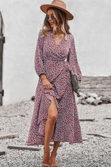Boho Midi Dress, Autumn Dress, Claire in Red