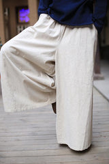 Pockets Wide Leg Linen Pants