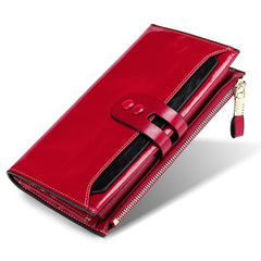 Women's Real Leather Long Large Wax Purse