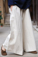 Pockets Wide Leg Linen Pants