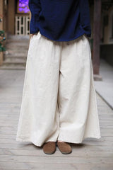 Pockets Wide Leg Linen Pants