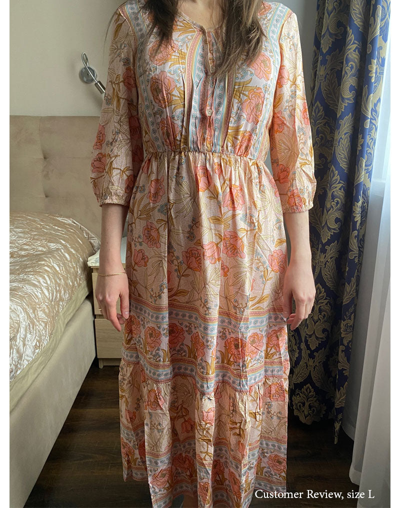 Boho Maxi Dress, Sundress, Lily-Rose in Pink