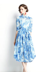 Midii Dress, Boho Vintage Dress, Blueleaf