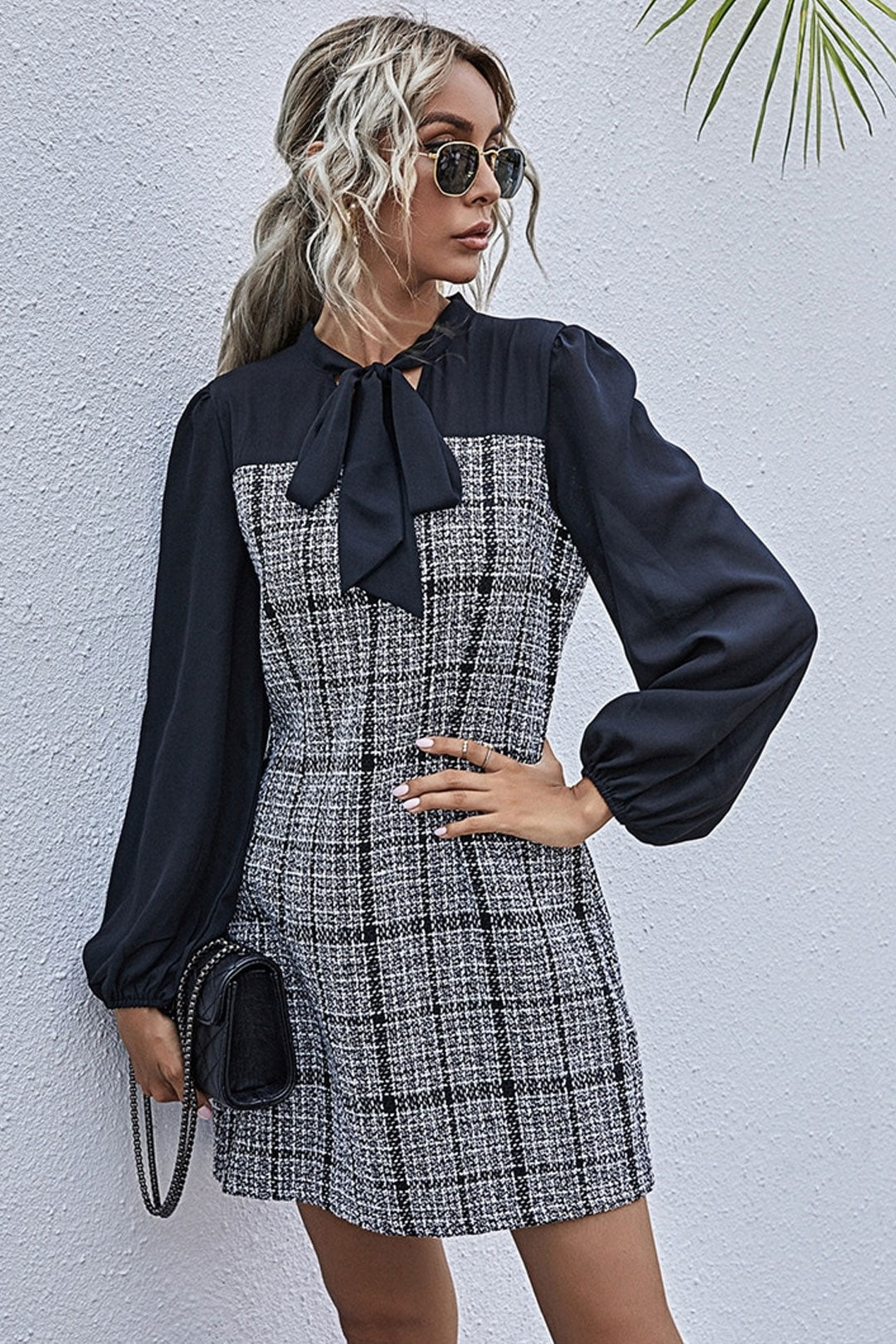 Boho Mini Dress Autumn Dress, Janitor in Navy