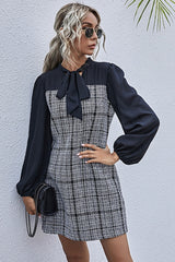 Boho Mini Dress Autumn Dress, Janitor in Navy
