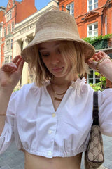 Boho Hat, Rafia Straw Bucket Hat, Camila