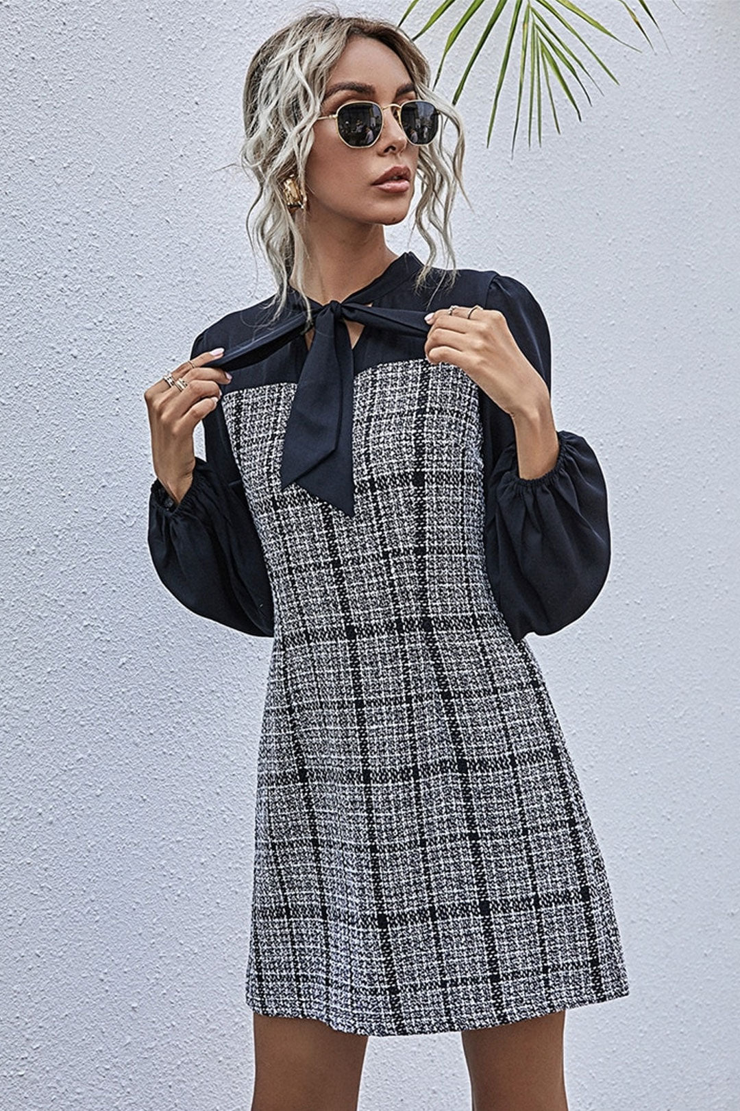 Boho Mini Dress Autumn Dress, Janitor in Navy