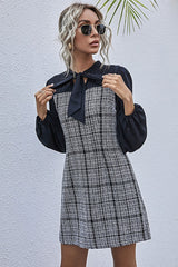 Boho Mini Dress Autumn Dress, Janitor in Navy