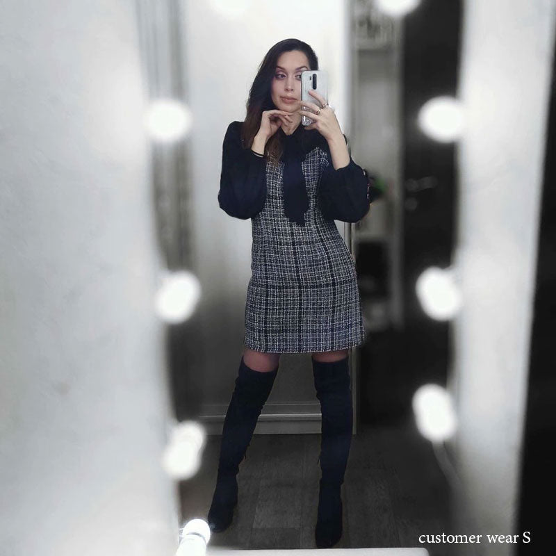 Boho Mini Dress Autumn Dress, Janitor in Navy