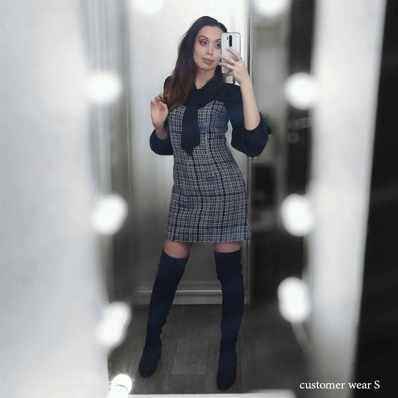 Boho Mini Dress Autumn Dress, Janitor in Navy