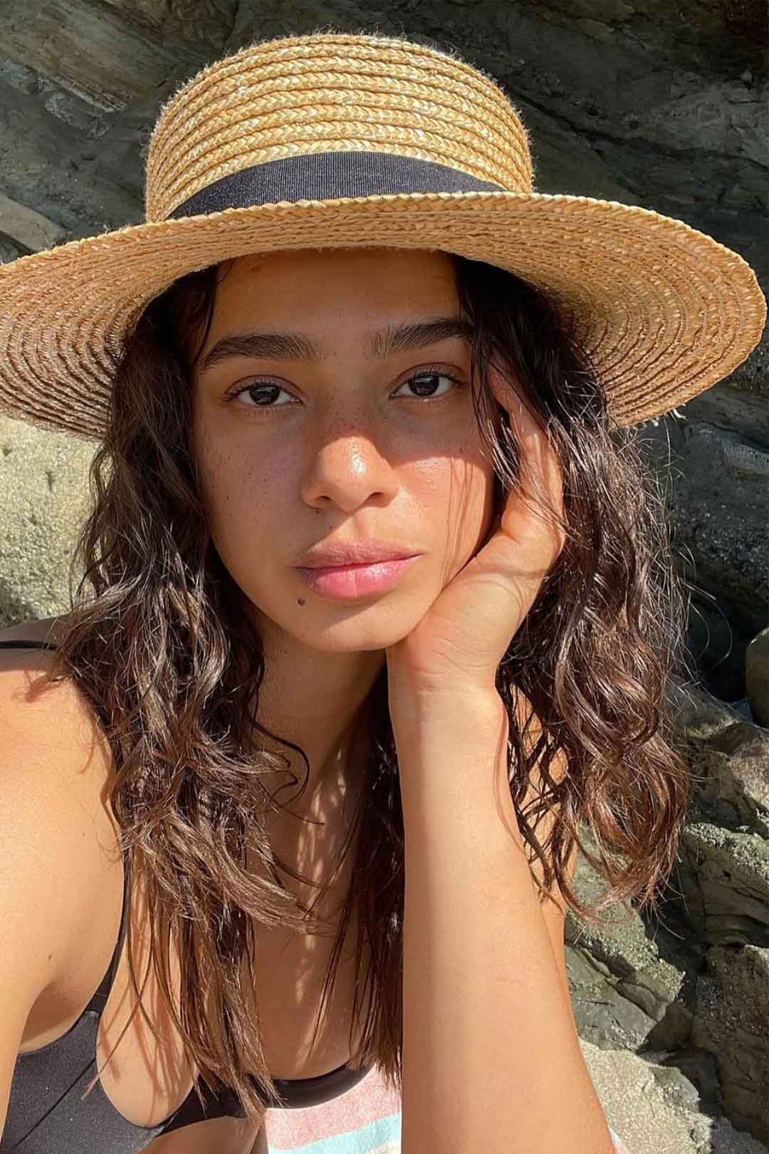 Boho Hat, Sun Hat, Beach Hat, Straw Hat, Gianna White and Black Ribbon