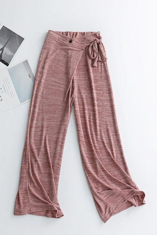 Slit Tie Waist Pants Set