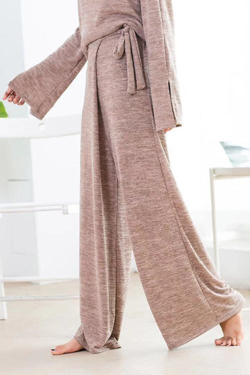Slit Tie Waist Pants Set