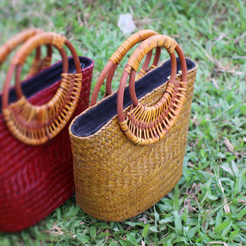 Rattan Vintage Travel Beach Artistic Crafts Women's Handbags