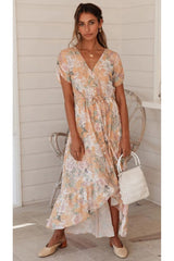 Boho Maxi Dress, Sundress, De Rosa Vintage Orange Orose