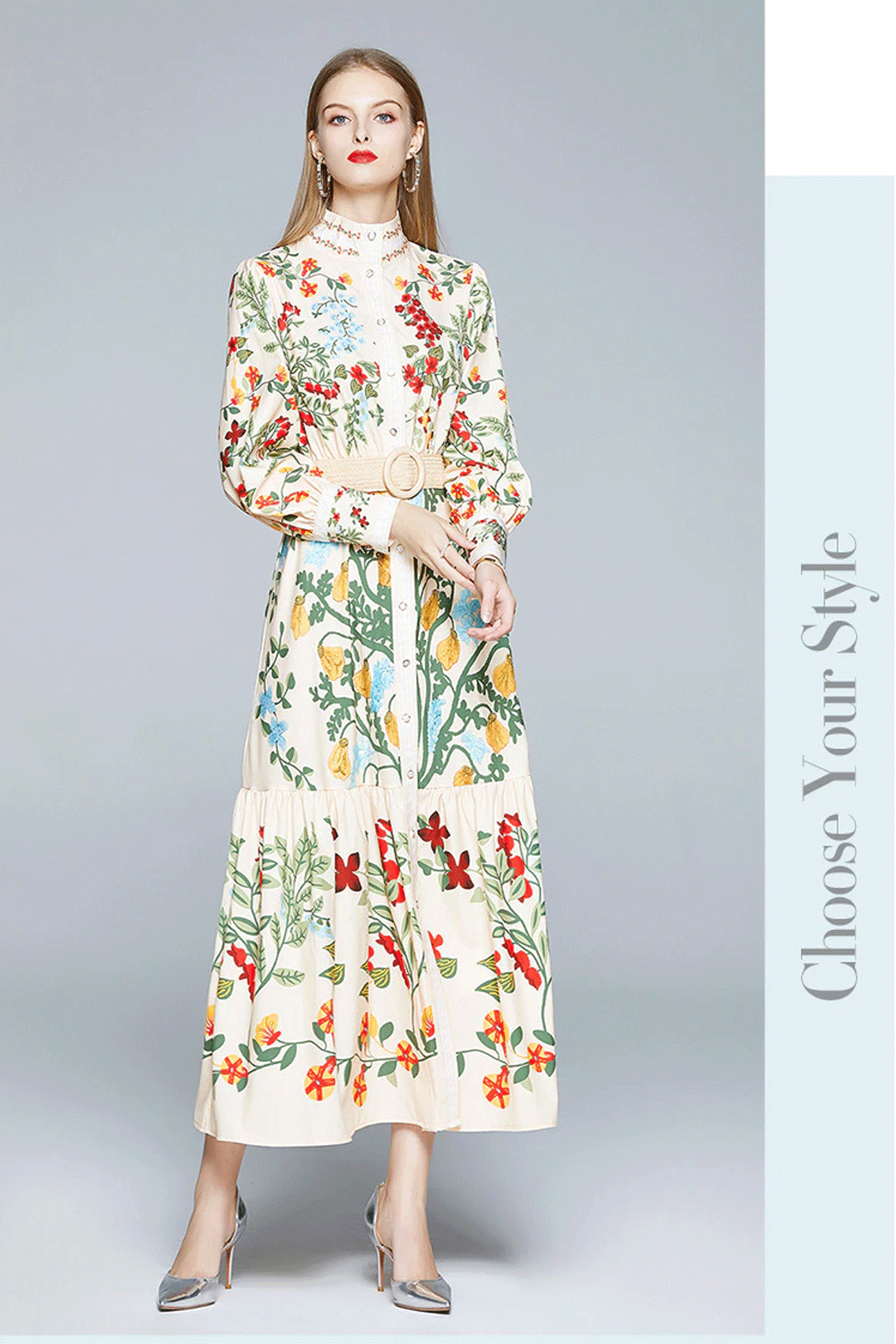 Vintage Dress, Boho Maxi Dress, Gown, White Victoria Flower Garden
