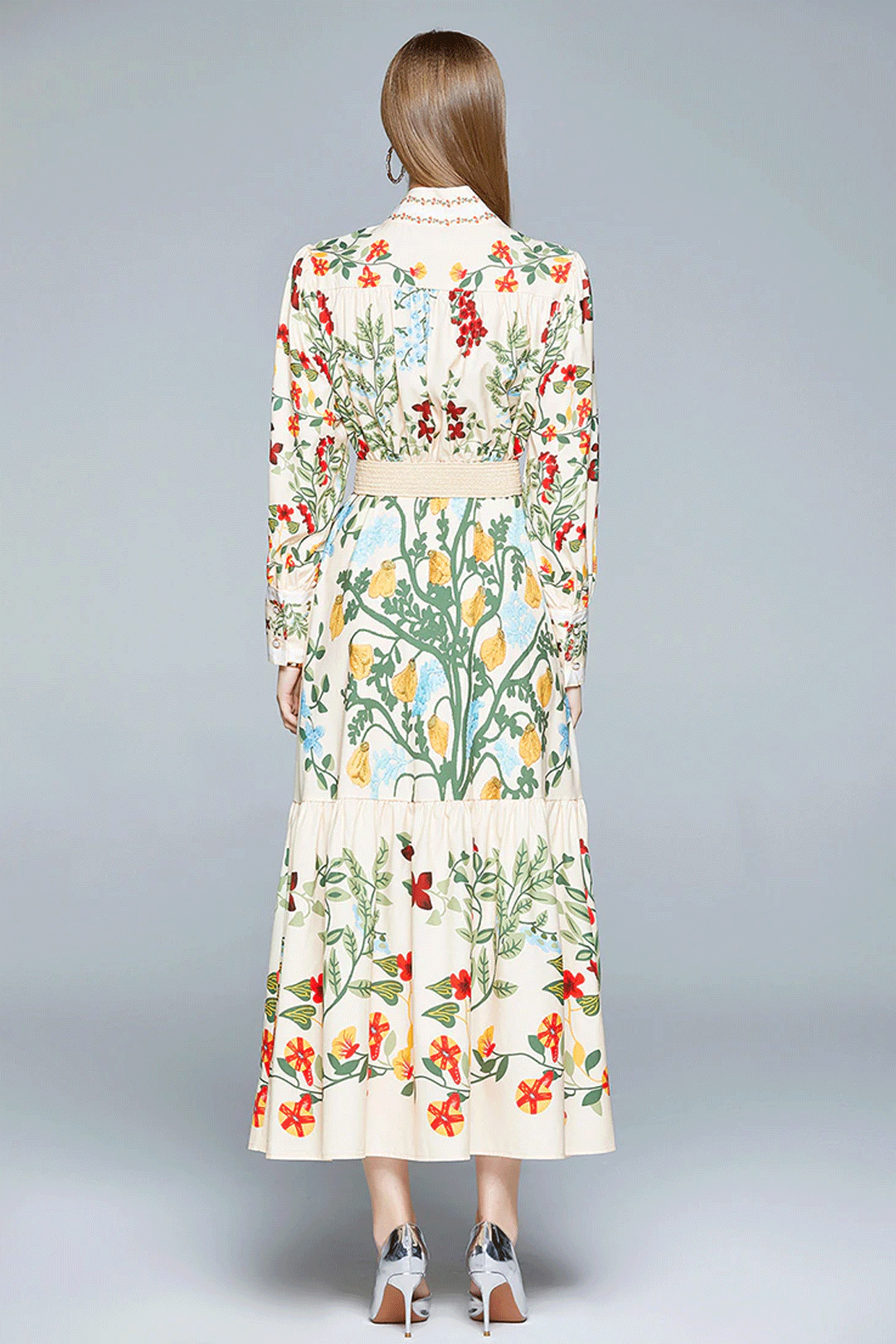 Vintage Dress, Boho Maxi Dress, Gown, White Victoria Flower Garden