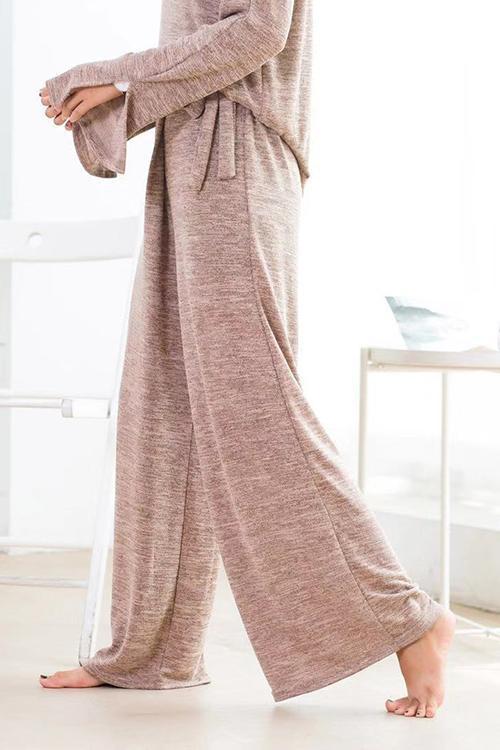 Slit Tie Waist Pants Set