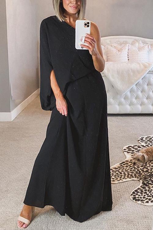 One Shoulder Slit Maxi Dress