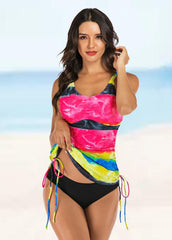 Drawstring Printed Tankini Set