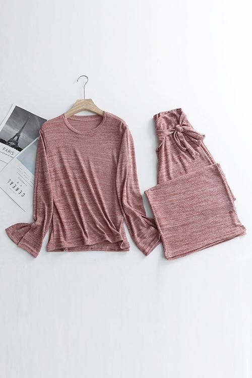 Slit Tie Waist Pants Set