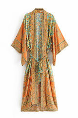 Boho Robe, Kimono Robe, Beach Cover up, Calla in Orange