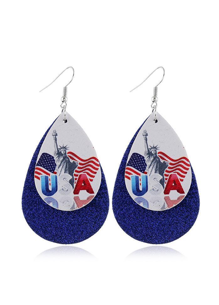 Cute Flag Day Theme Water Drop Earrings