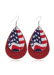 Cute Flag Day Theme Water Drop Earrings