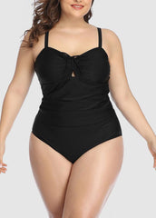 Drawstring Solid Color Tankini Set