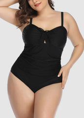 Drawstring Solid Color Tankini Set