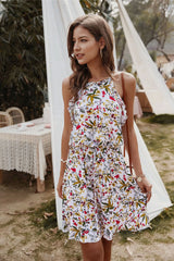 Boho Mini Dress  Sundress, Wild Lily in White